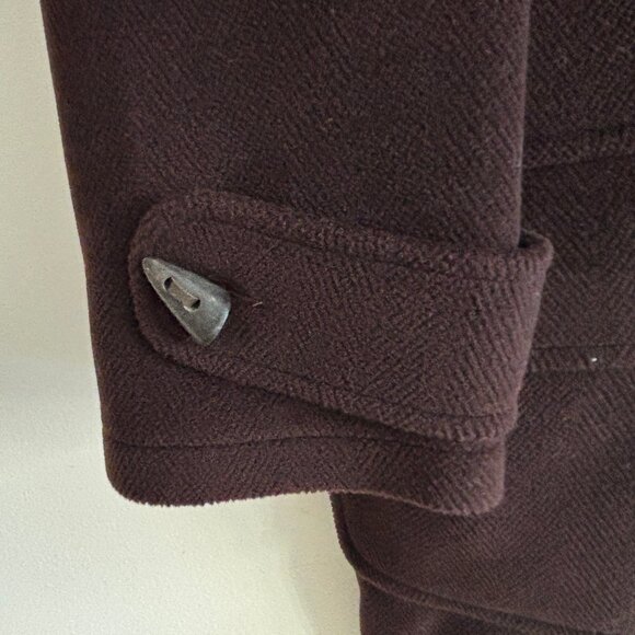 Aquascutum London Brown Duffle Coat/  Overcoat Buckle Full Zip - M-L - Picture 4 of 14